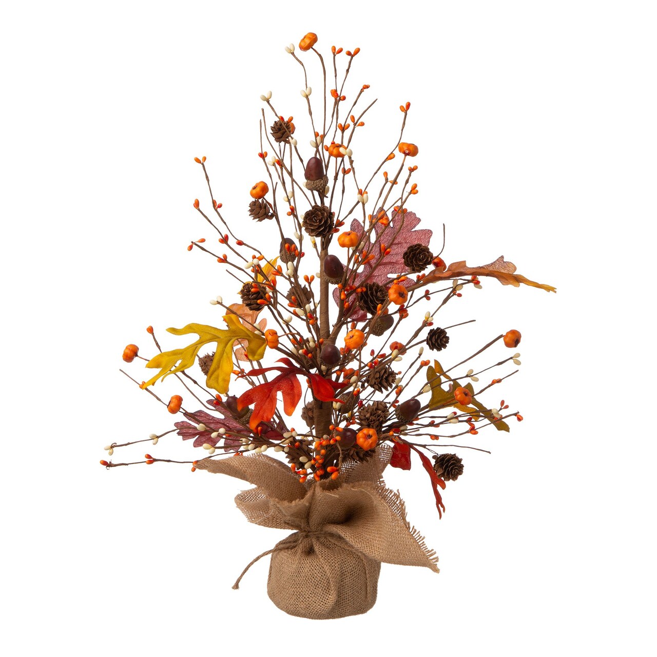 Glitzhome 20" Brown and Orange Tree Thanksgiving Tabletop Decor
